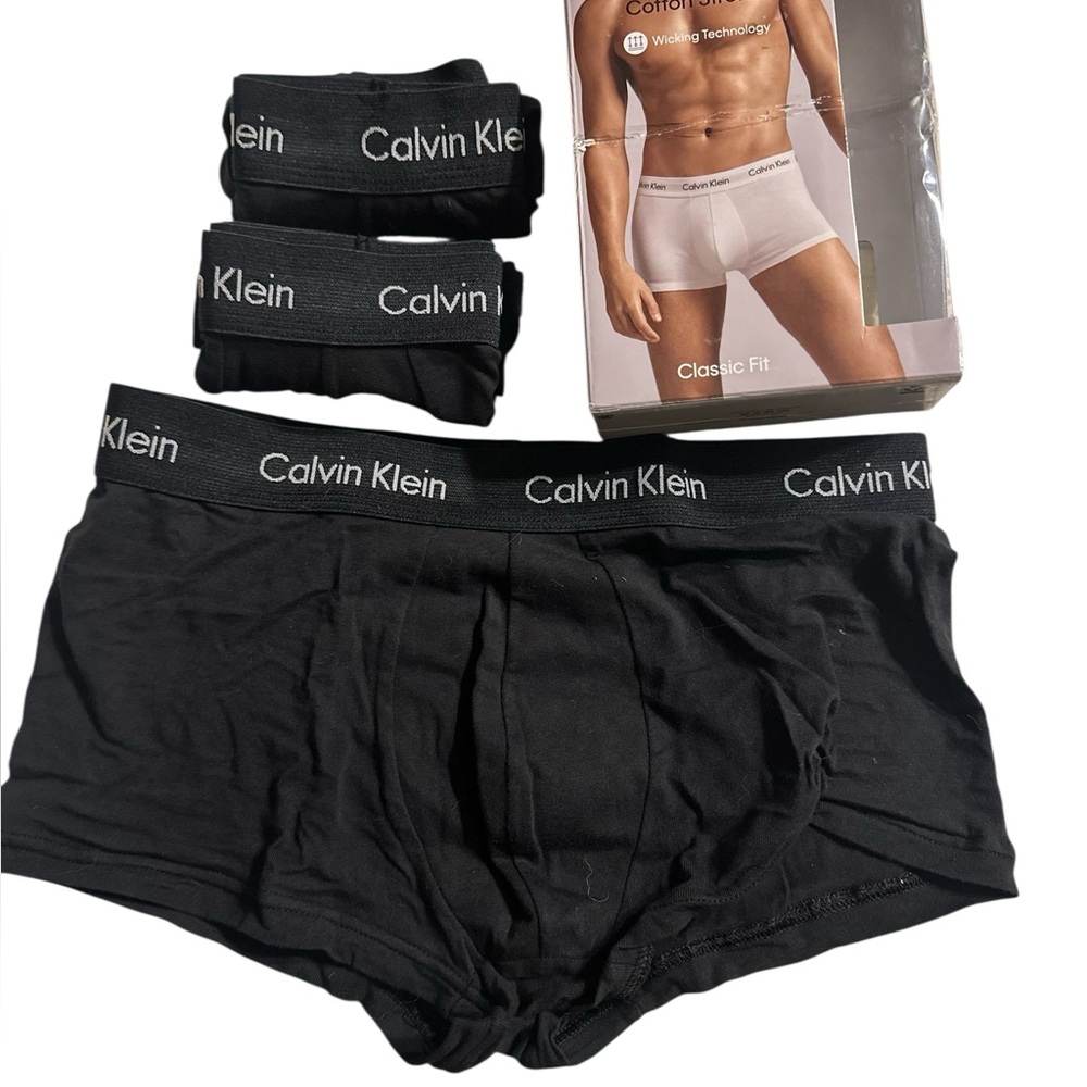 Calvin Klein Cotton  Stretch Classic Fit Low Rise Trunk 3 Pack Mens S Black New
